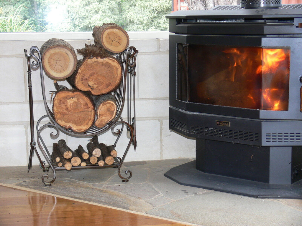 Lyons French Style Black Log Holder/Firewood Rack w/5 Tools