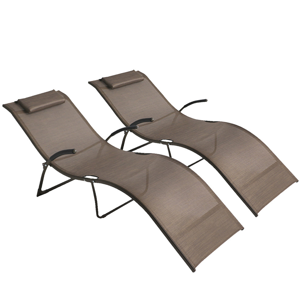 Salome Textilene and Metal Sun Loungers (Set of 2)