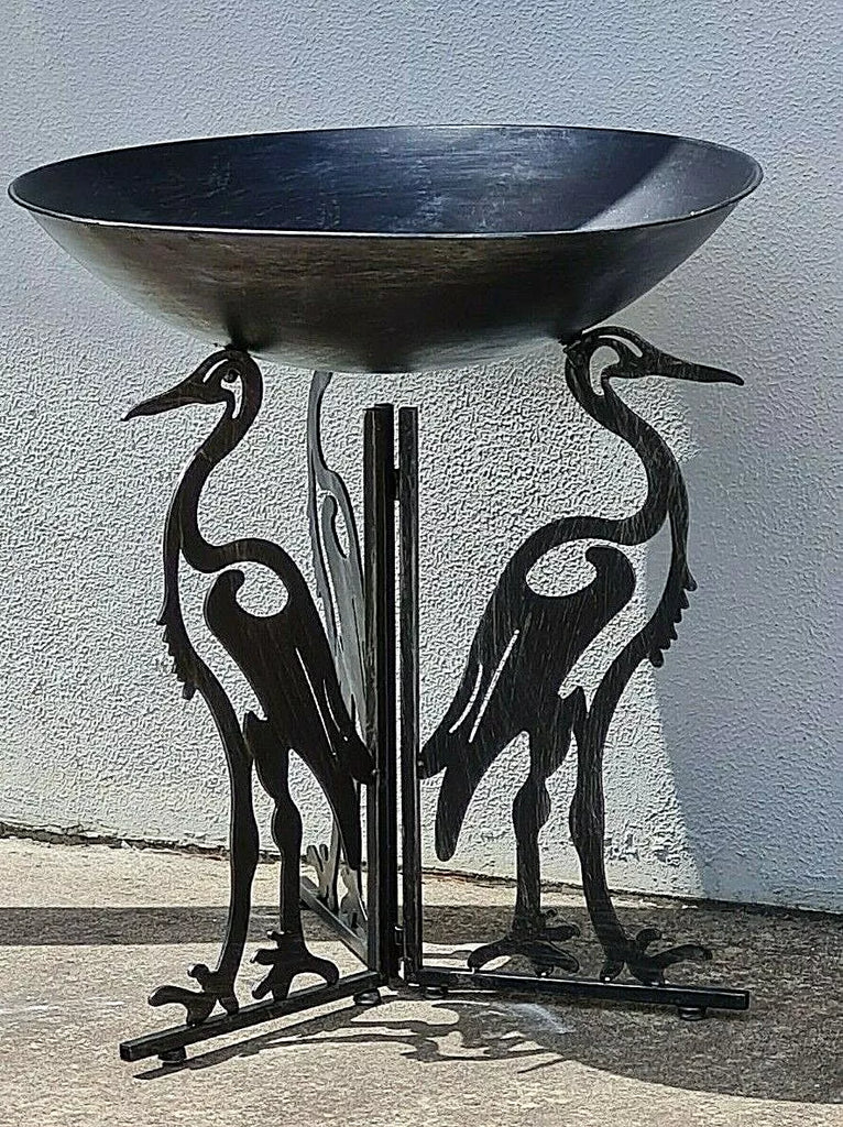 Aquitaine Large Ibis Heron Feeder/Bath. Black Silver. 70cm