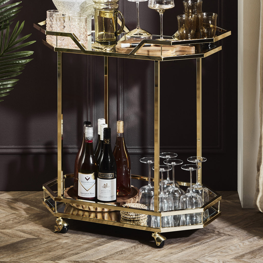 Fuego Metal & Glass Bar Cart