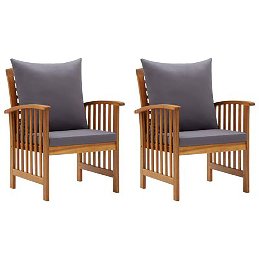 Brando et of 2 Solid Acacia Garden Chairs w/Cushions