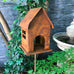 Classic Garden-Stake Birdhouse in Weathered Metal