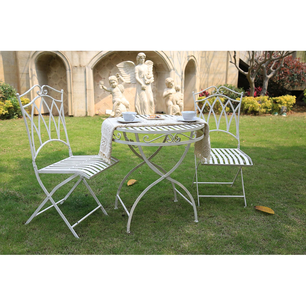 Acadia 3pc Wrought Iron Setting - Antique White