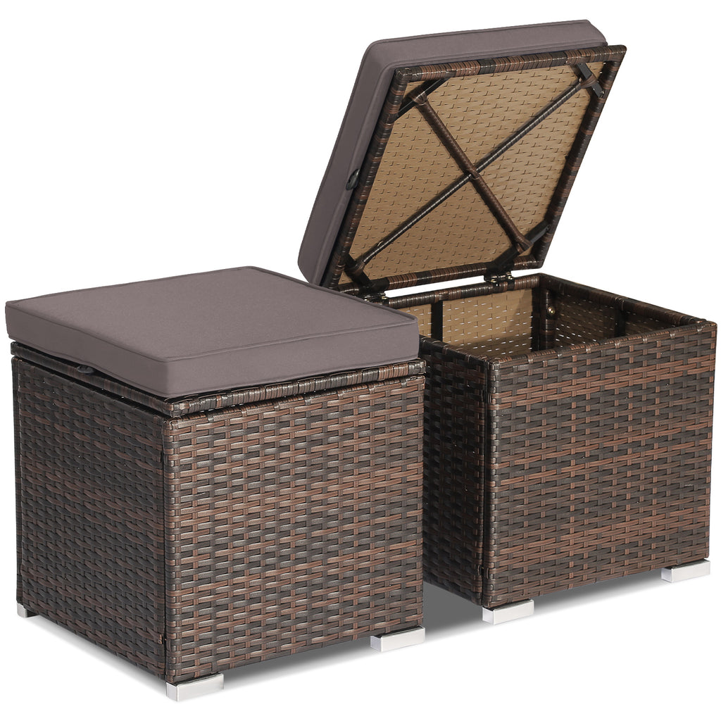 Pair of Lourmarin Rattan Ottomans/Storage Box