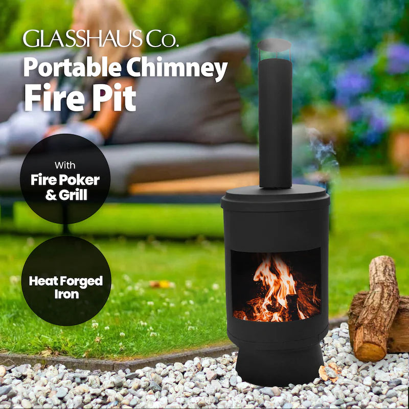 Calypso Portable Chimney Firepit 105cm w/Accessories