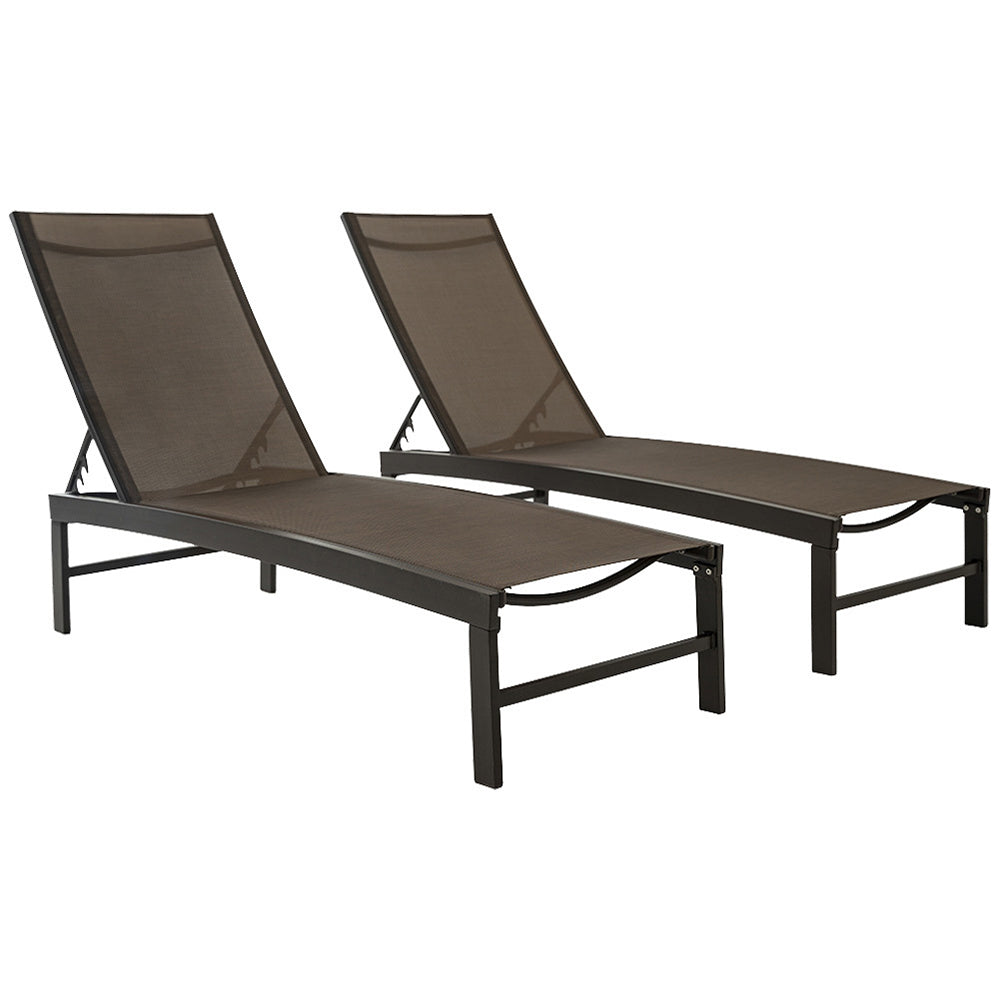 Montilla Aluminium & Textilene Adjustable Sunlounges (Set of 2)