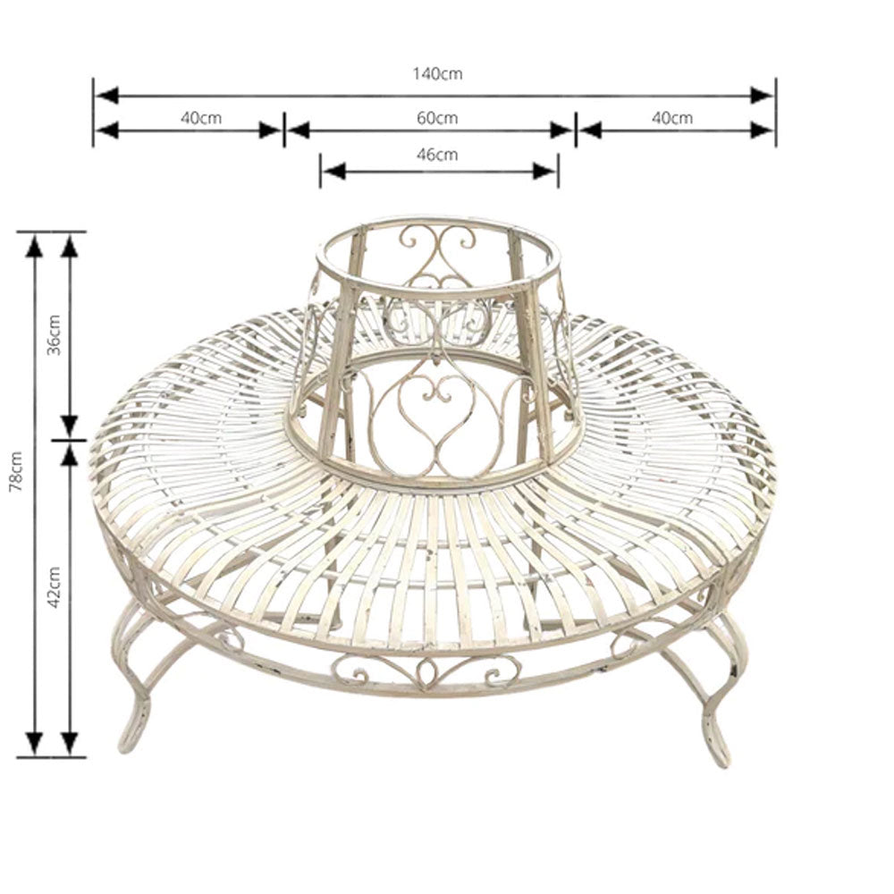 Adelfia Full Tree Surround with Bench - Heavy Gauge Iron