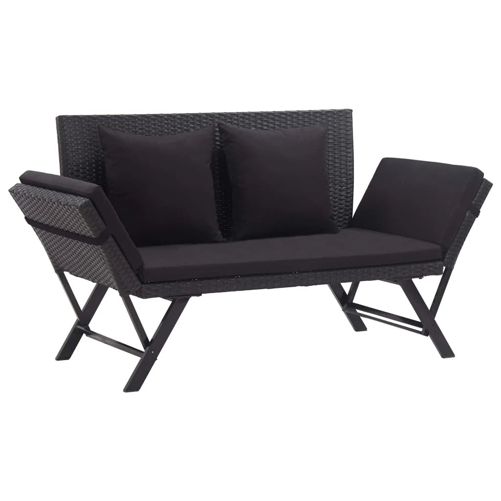 Odillon Convertible Polyrattan Garden Bench/Day Bed