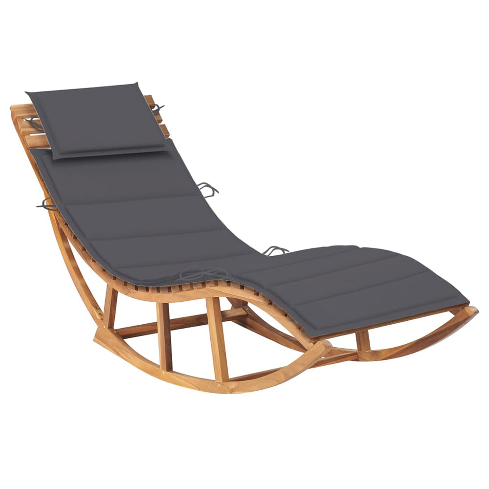 Eladio Solid Teak Rocking Sun Lounger w/Cushion - 12 Colours