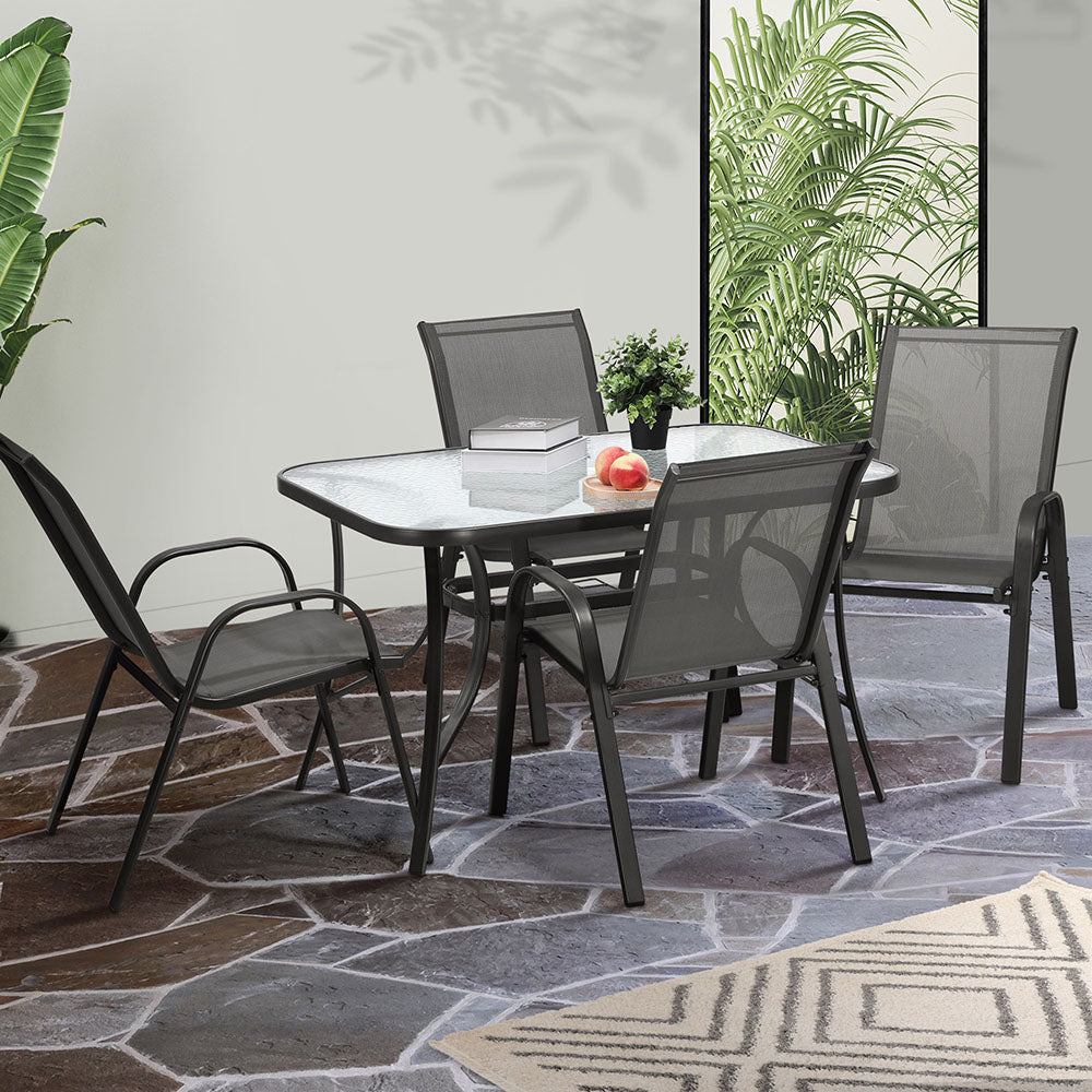 Syna 4 Seater Rectangular Outdoor Dining Set. Grey or Black