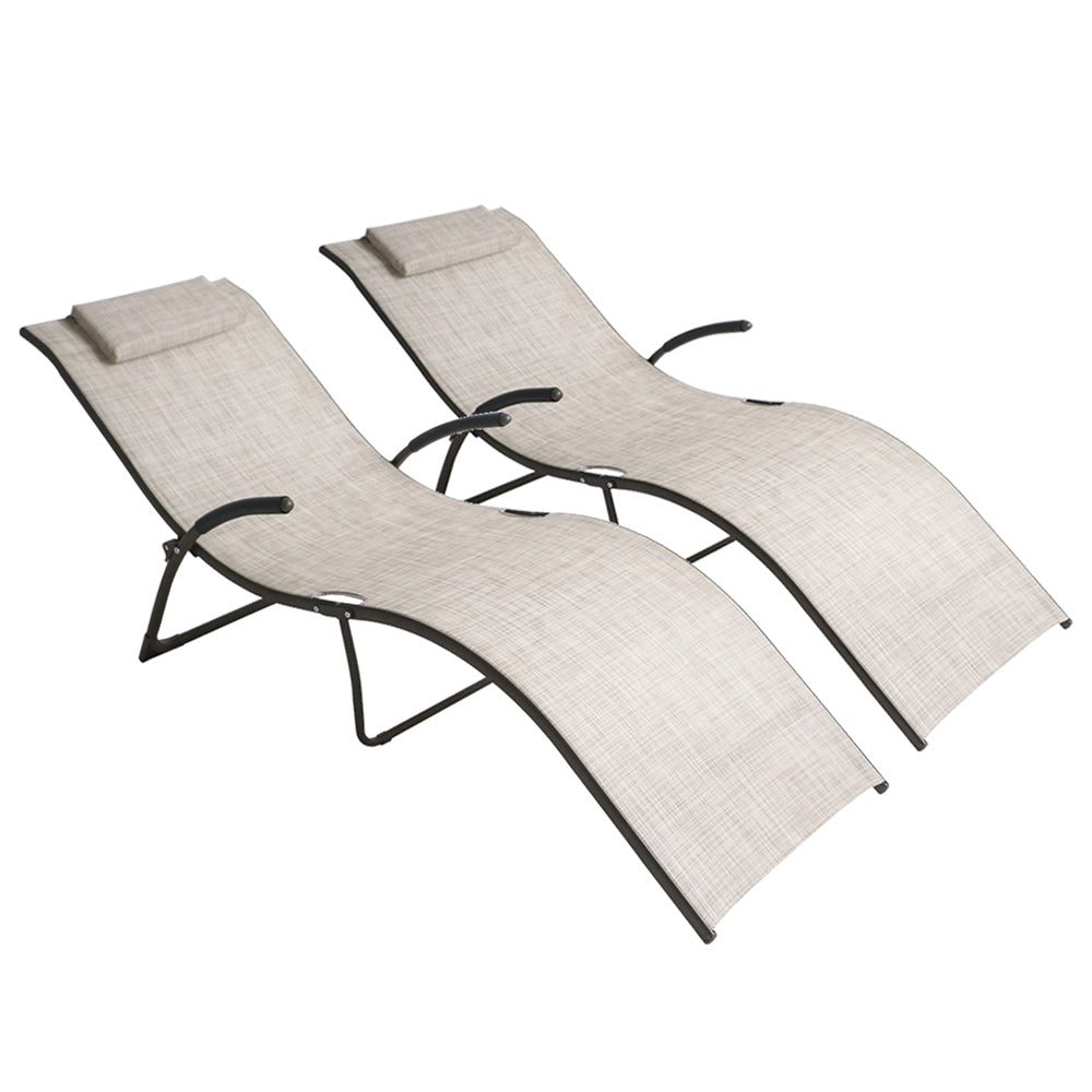 Salome Textilene and Metal Sun Loungers (Set of 2)