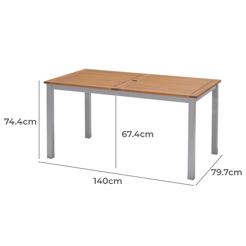 Piave 6 Seater Natural Eucalyptus Wood Dining Set