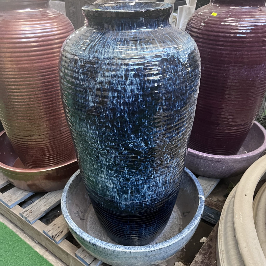 Acosta Ribbed Urn-Style Glazed Fountain