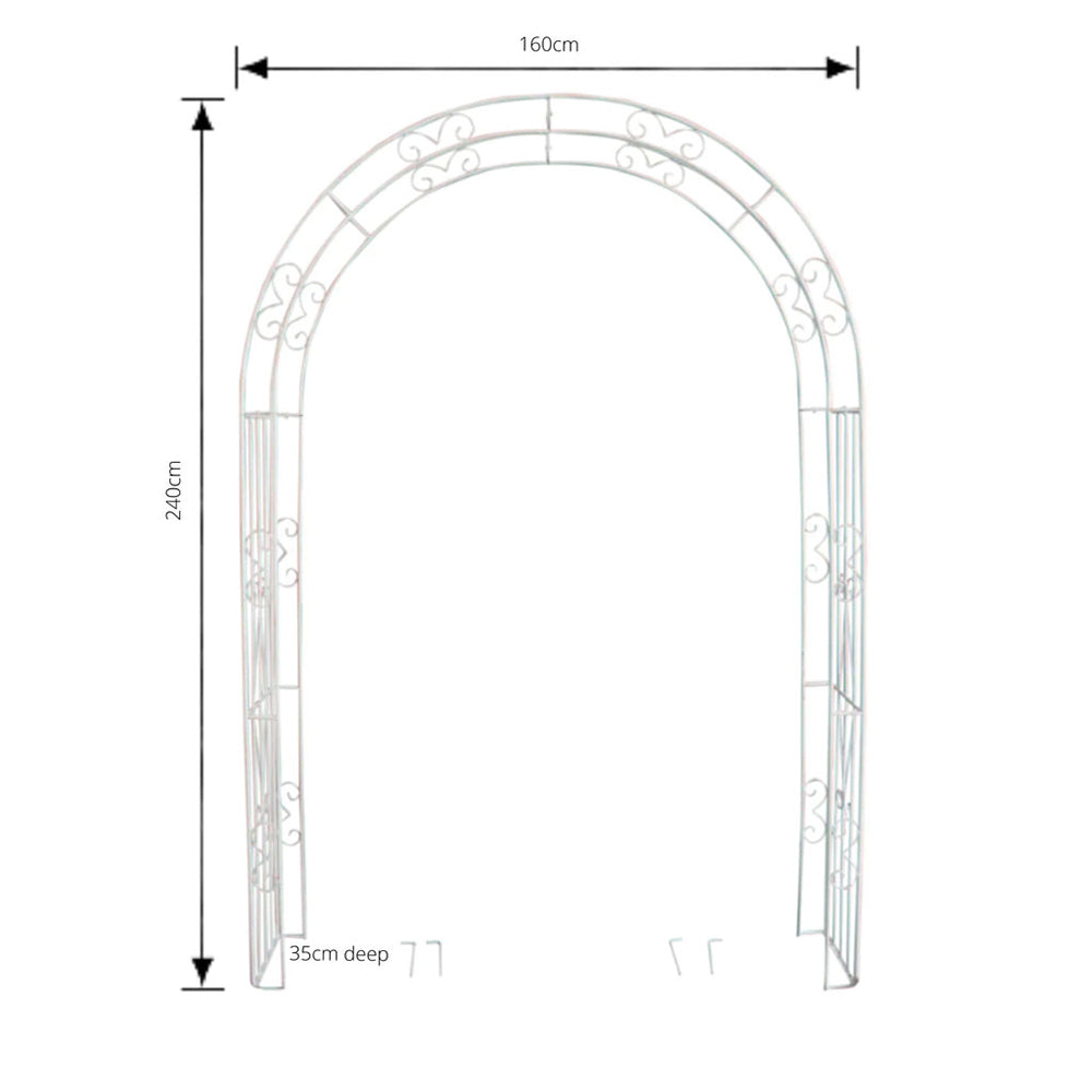 Catena Garden Arch Arbour Trellis Pergola - Distressed Cream
