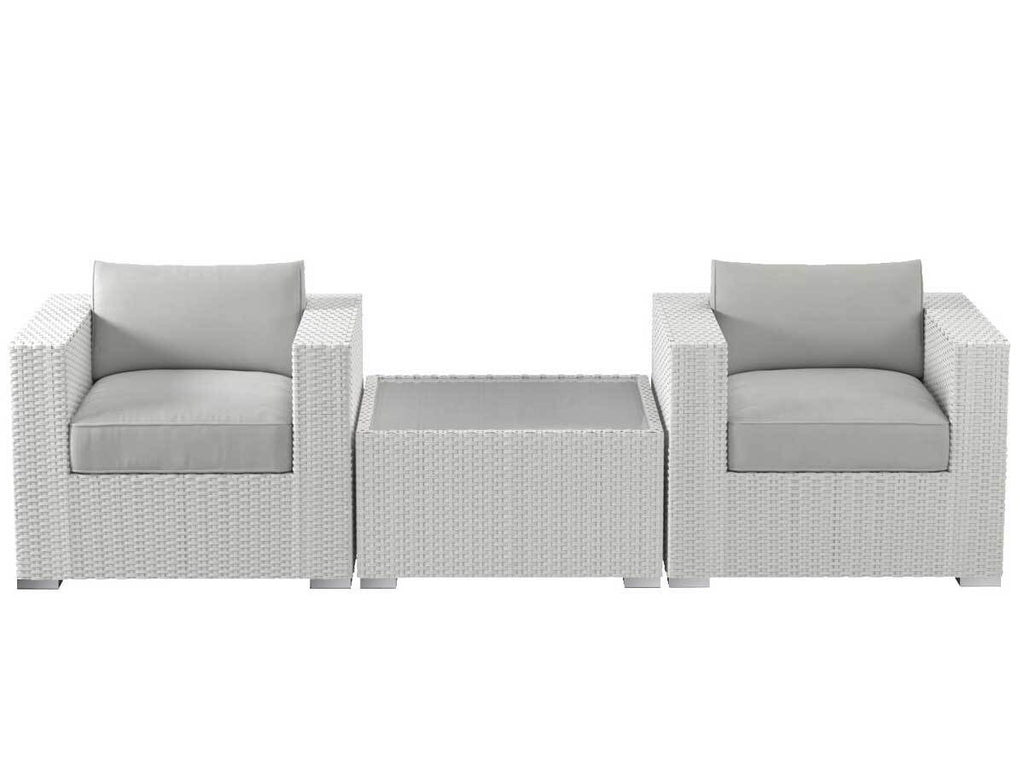 Maritsa White 3pc Rattan Outdoor Setting