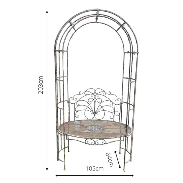 Zenobia Arch with Round Bench Seat - 105x64x203 cms