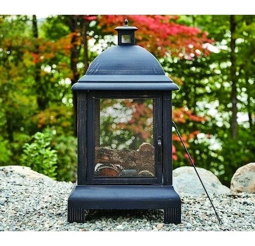 Santos Lantern-Style Steel Chiminea Bronze Finish