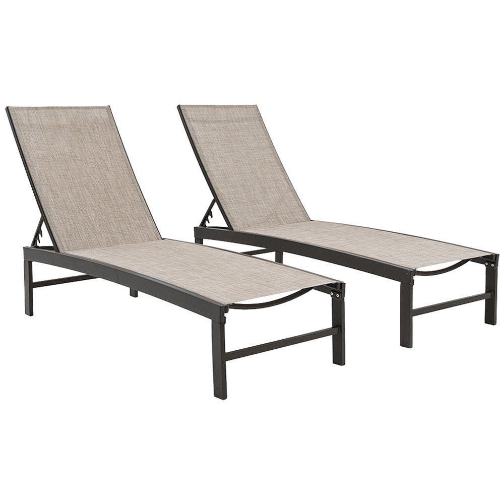 Montilla Aluminium & Textilene Adjustable Sunlounges (Set of 2)