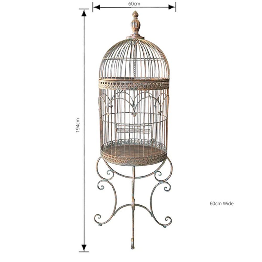 Loretta Ornamenta Birdcage Antique Verdi Bronze - 60x60x194cm high