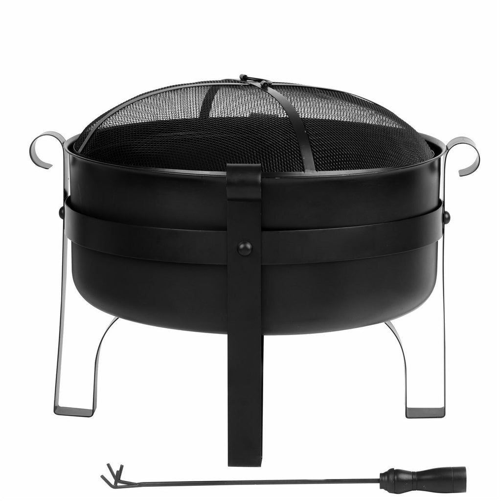 Mila Large Steel Firepit Cauldron w/Spark Lid