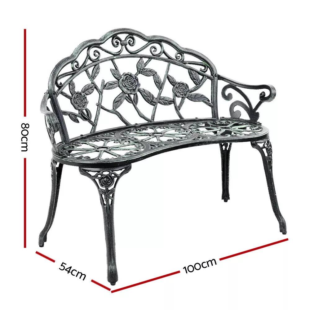 Oriana Cast Iron Garden Bench Seat 100cm - Vintage Green