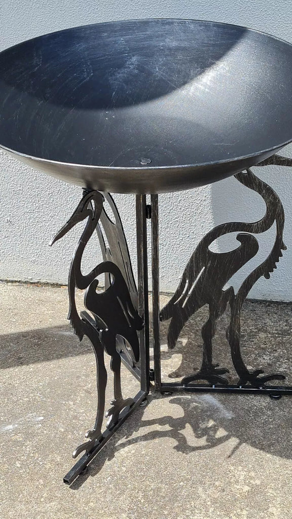 Aquitaine Large Ibis Heron Feeder/Bath. Black Silver. 70cm