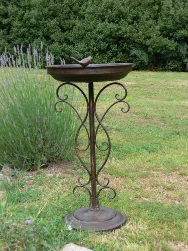 Aurora Bird Feeder/Bath - French Antique Style Brown