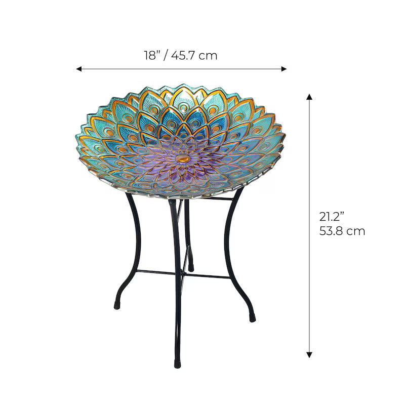 Chantal Handpainted Flower Glass Birdbath