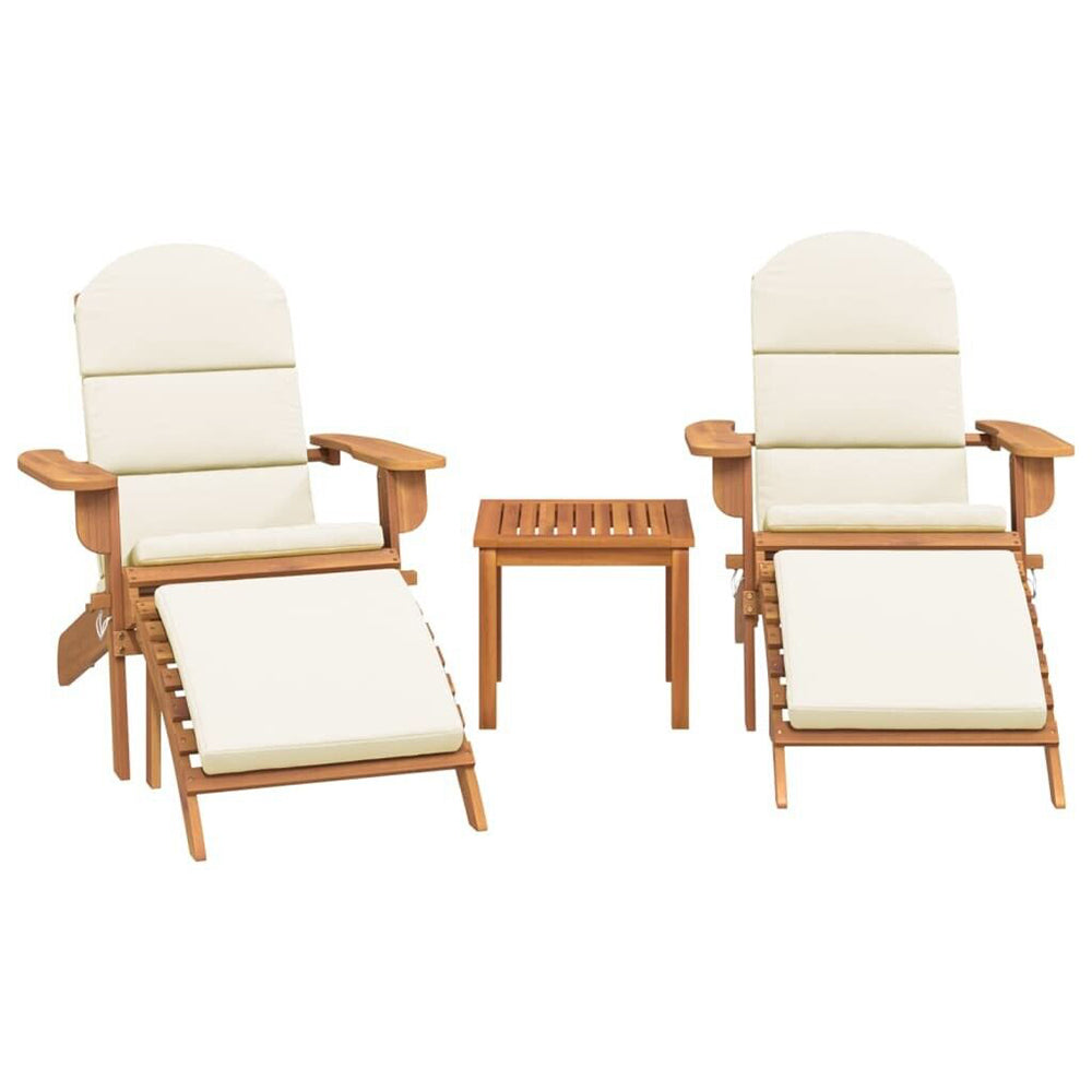Brinda 3pc Acacia Adirondack Sunlounger Set