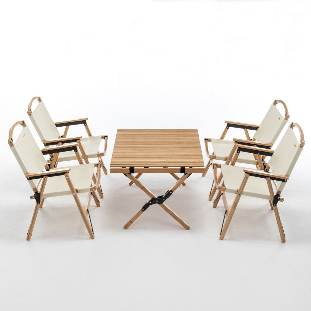 Tuscan Poppy 4 Person Bamboo Table and Chairs