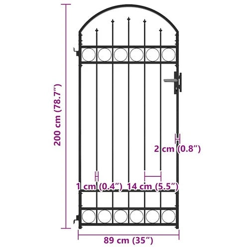 Cristina Steel Fence Gate with Arched Top
