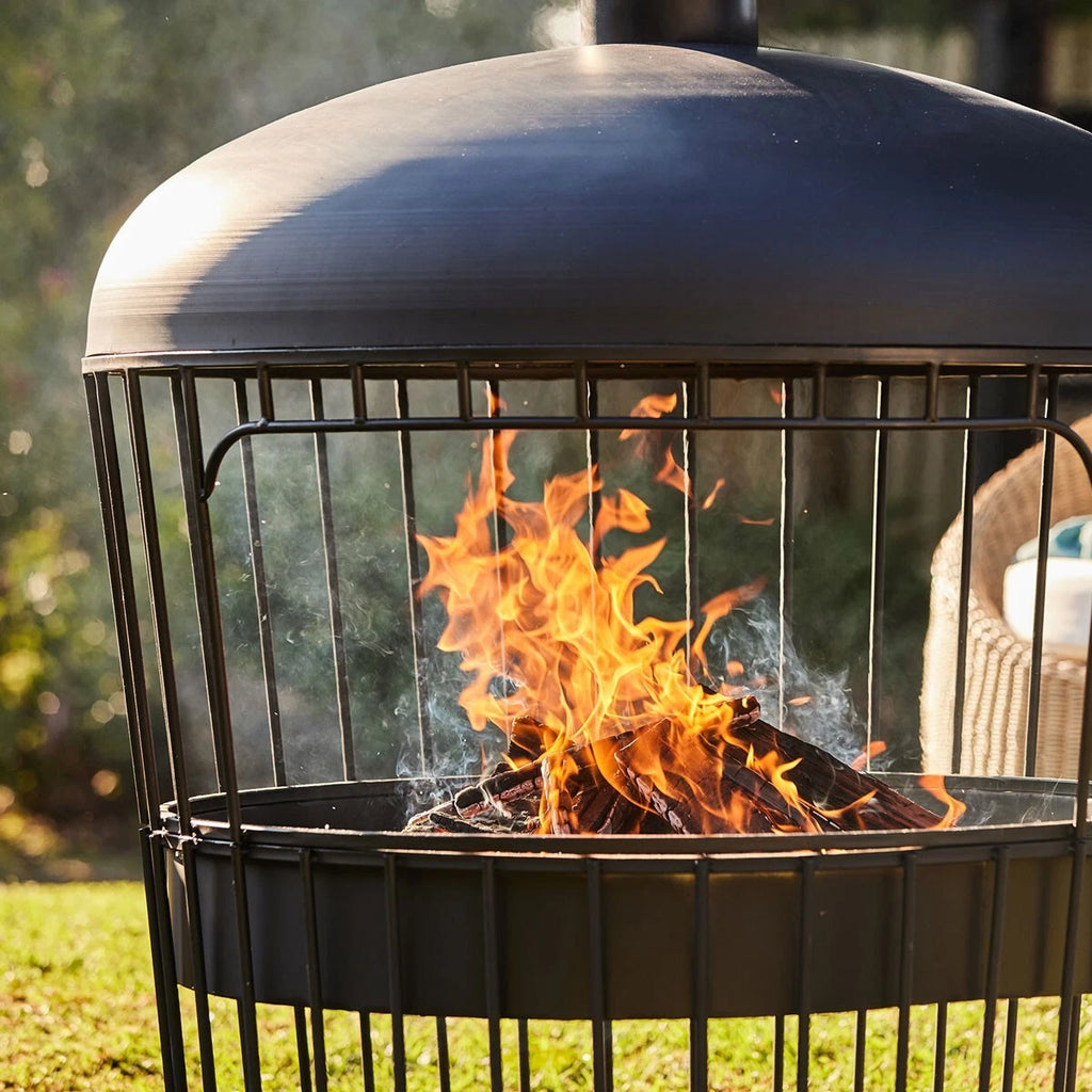Chania Chimenea. Large 100cm Diameter. 1.68m Tall. Black