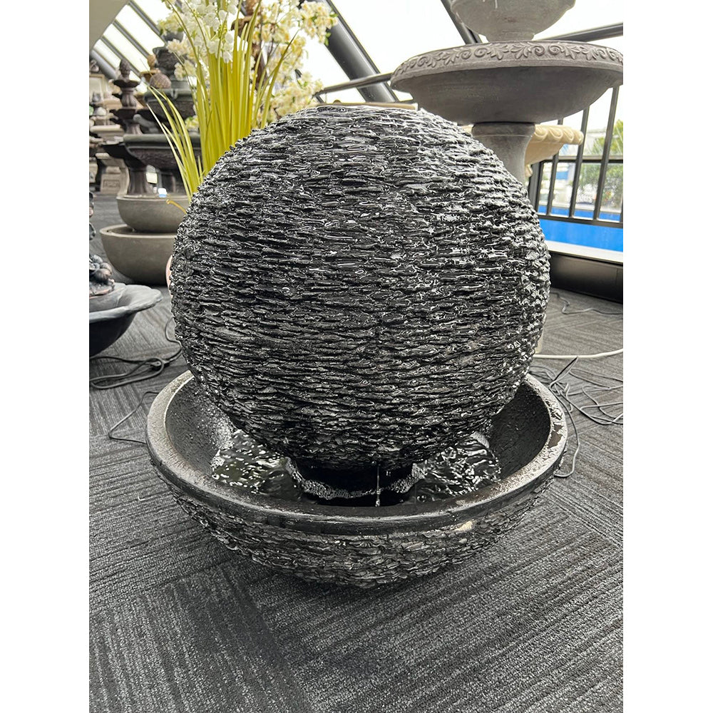 Vesuvio Fountain w/Textured Surface & Round Base. 60x60x61cm. Sand or Black