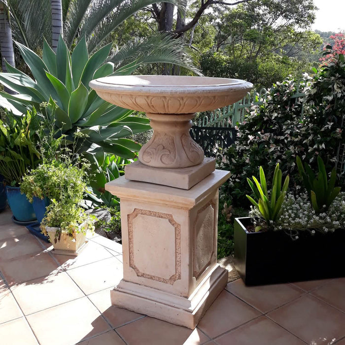 Rafina Concrete Bird Bath Fountain - 110cm H