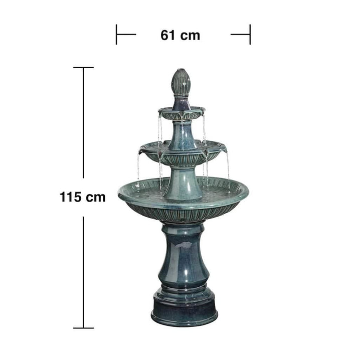 Imola Slate Blue 3-Tier Ceramic Water Fountain. 115cm