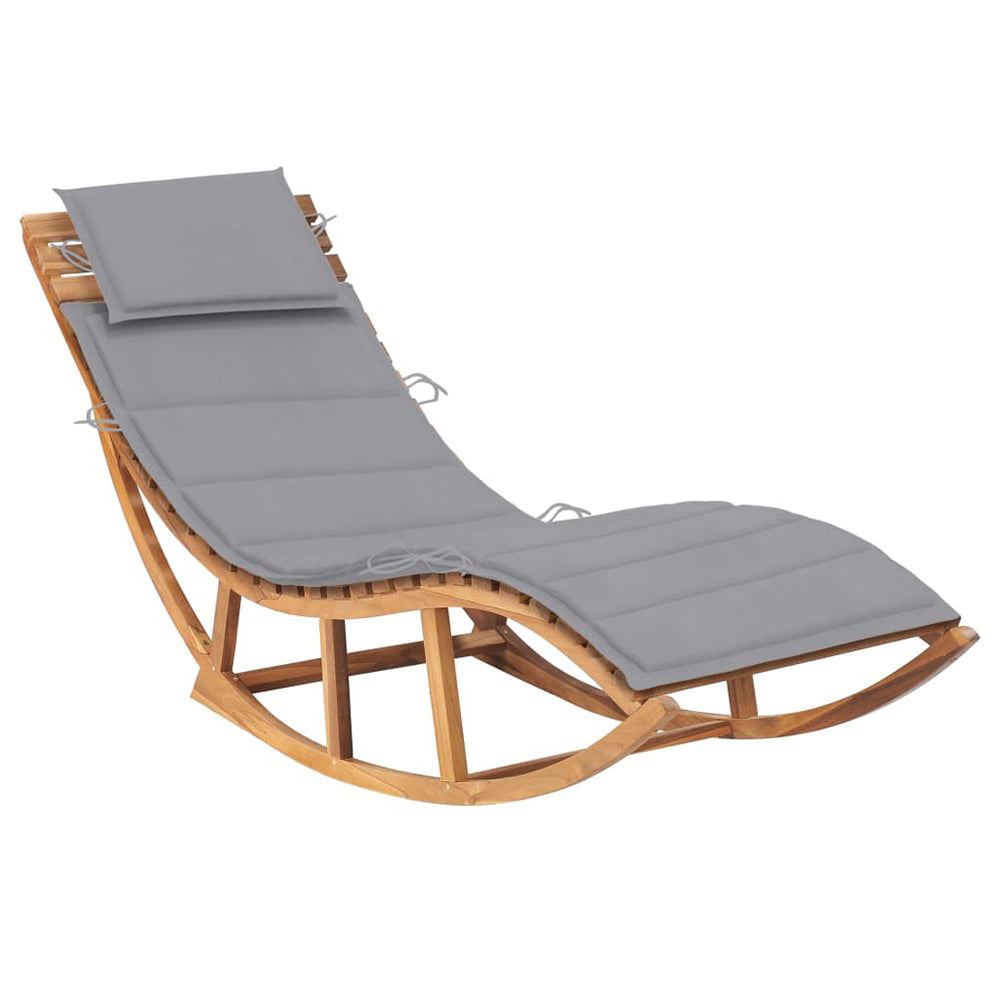 Eladio Solid Teak Rocking Sun Lounger w/Cushion - 12 Colours
