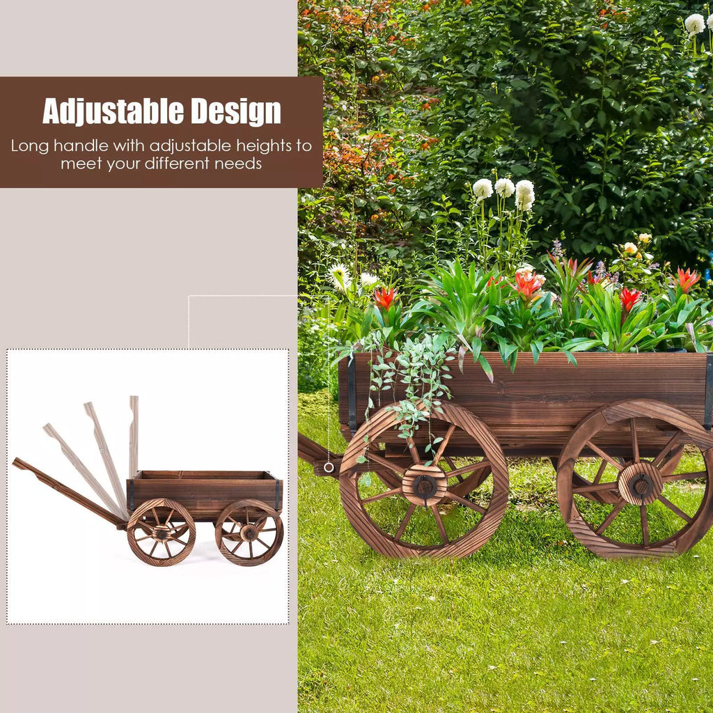Kalli Wooden Flower Cart w/ 4 Wheels