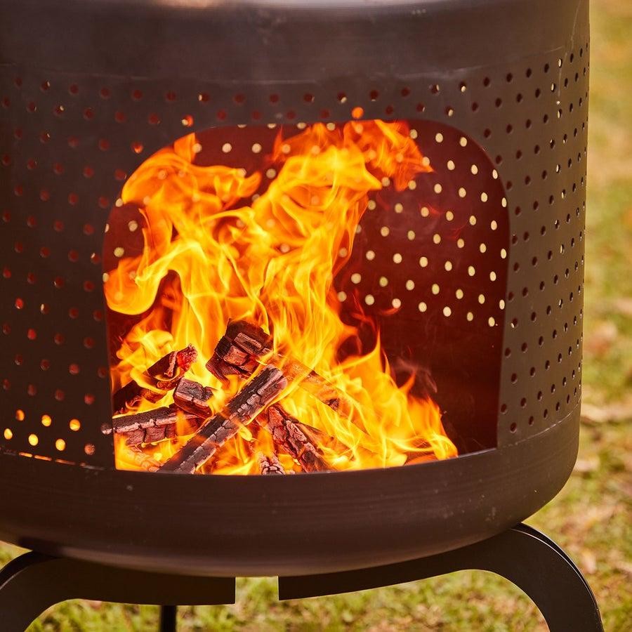 Diavola Chimenea 60cm Diameter 1.58m Tall in Black