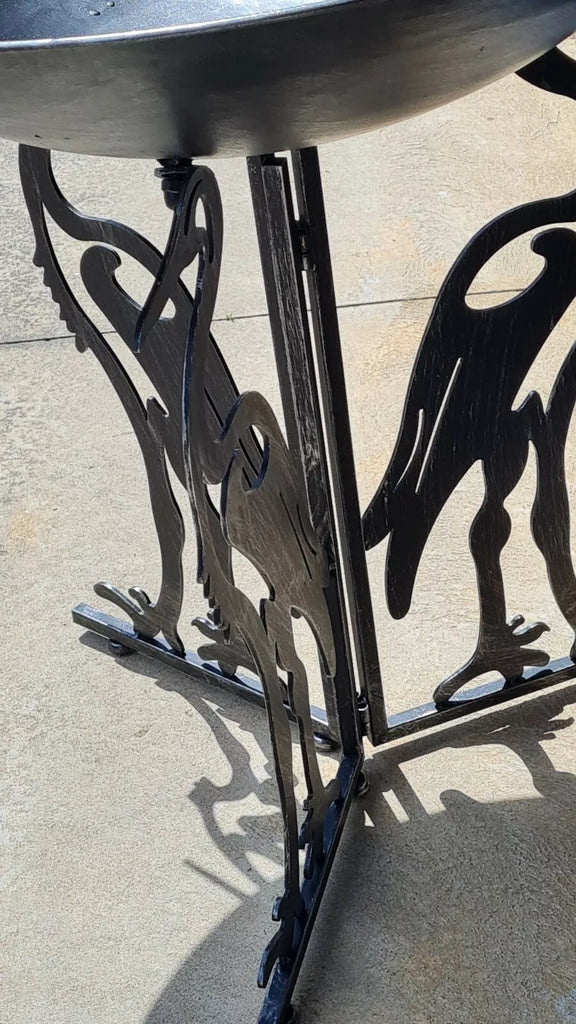 Aquitaine Large Ibis Heron Feeder/Bath. Black Silver. 70cm