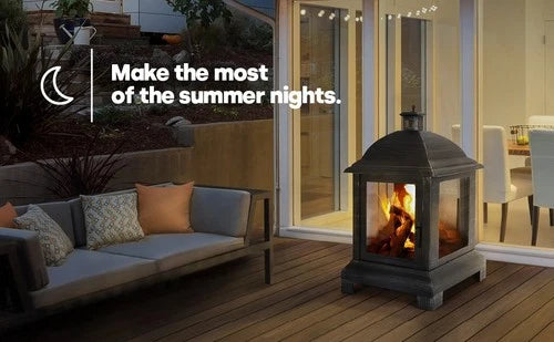 Santos Lantern-Style Steel Chiminea Bronze Finish