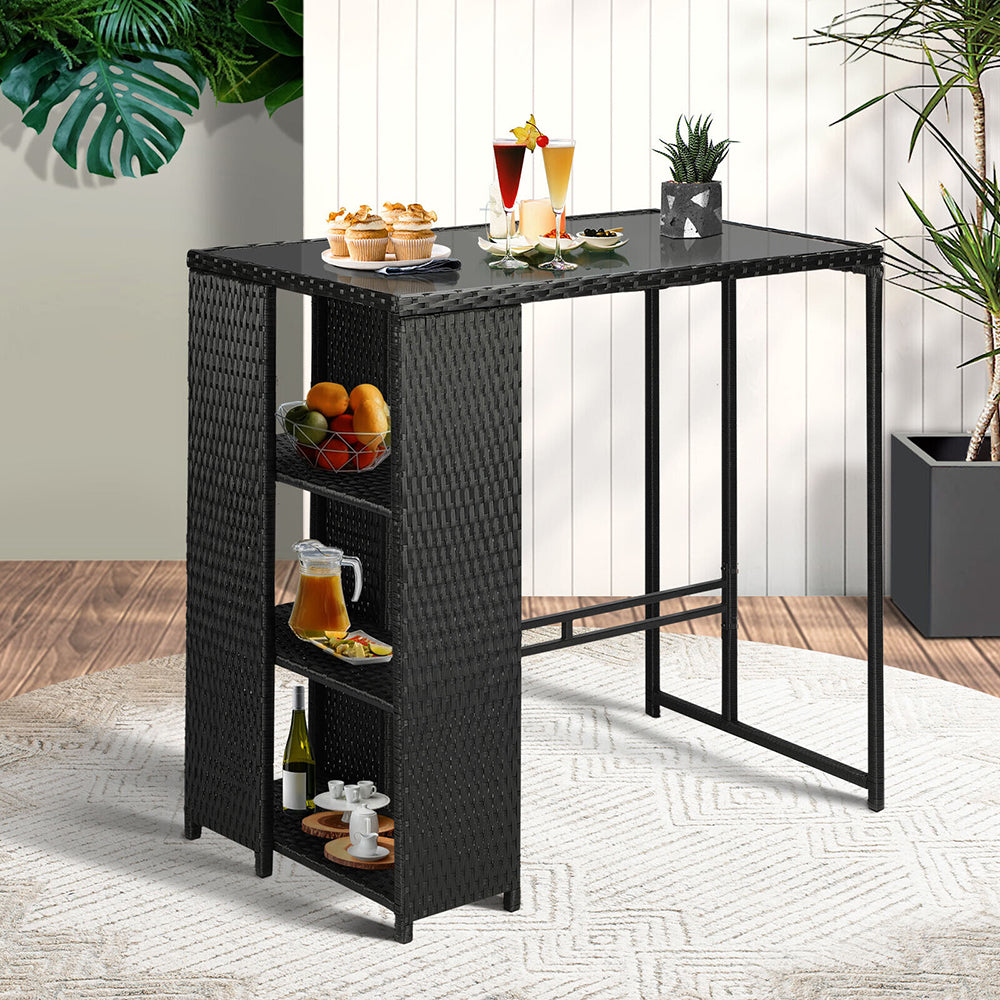 Remy Rattan Outdoor Bar Table + 2 Stools