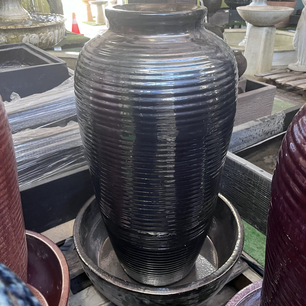 Acosta Ribbed Urn-Style Glazed Fountain