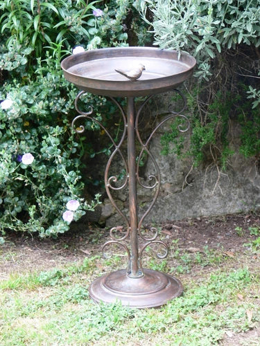 Aurora Bird Feeder/Bath - French Antique Style Brown