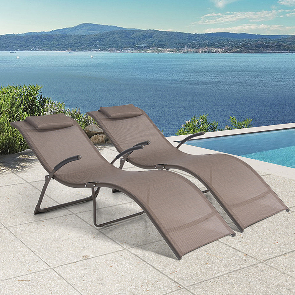Salome Textilene and Metal Sun Loungers (Set of 2)