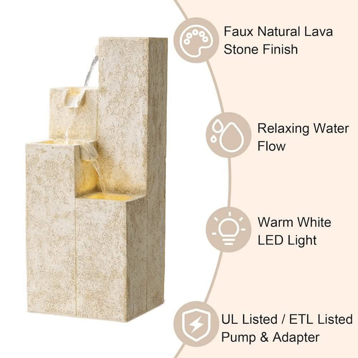 Ardara 4-Tier Modern Fountain - Sandstone Effect