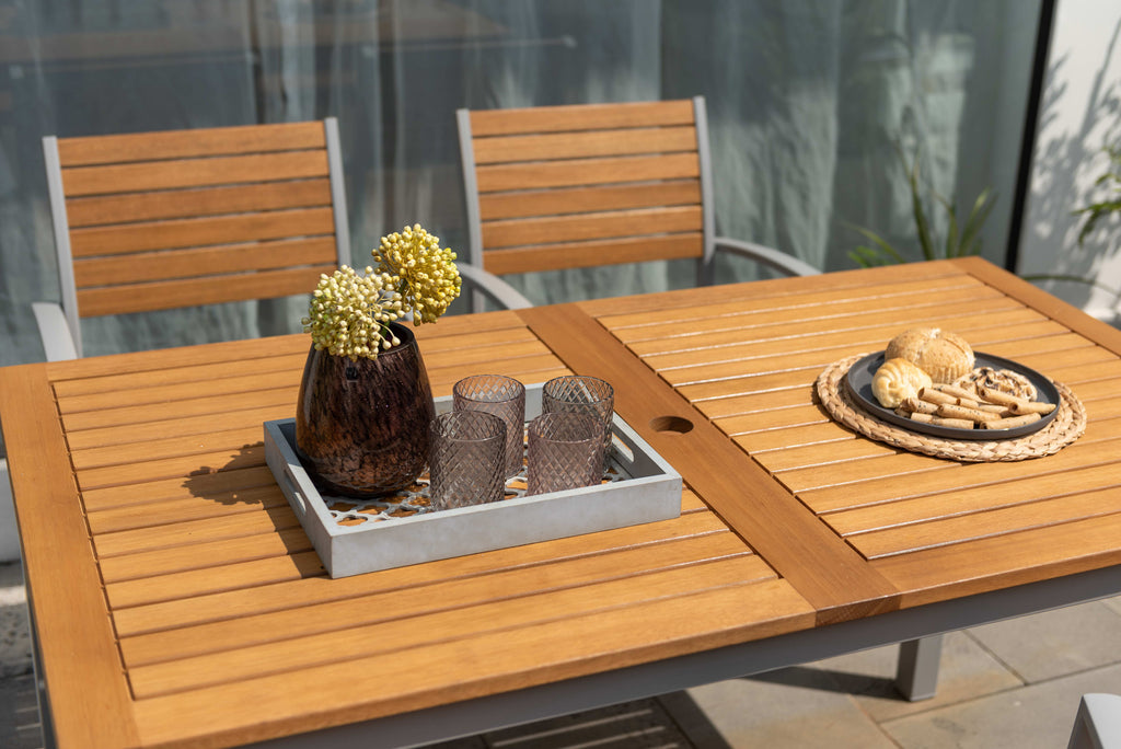 Piave 6 Seater Natural Eucalyptus Wood Dining Set