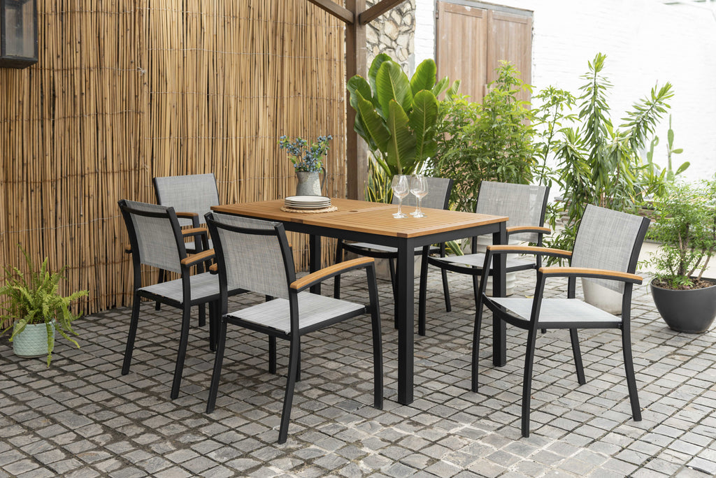 Khalana 6pc Outdoor Dining Table & Sling Chair Set