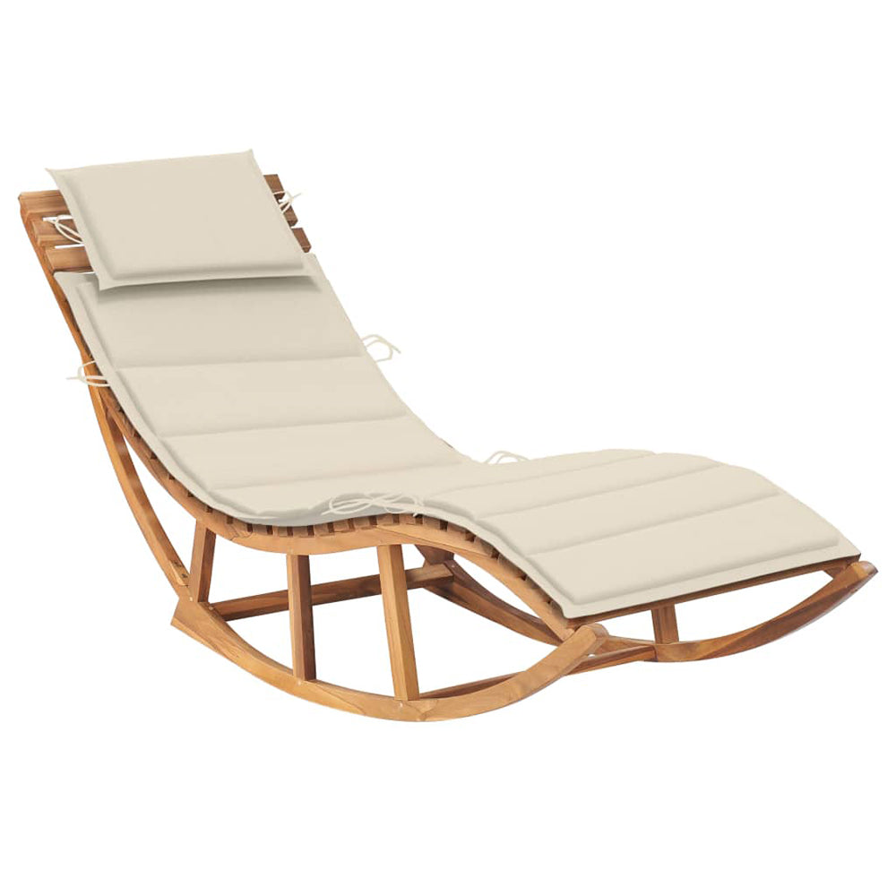 Eladio Solid Teak Rocking Sun Lounger w/Cushion - 12 Colours
