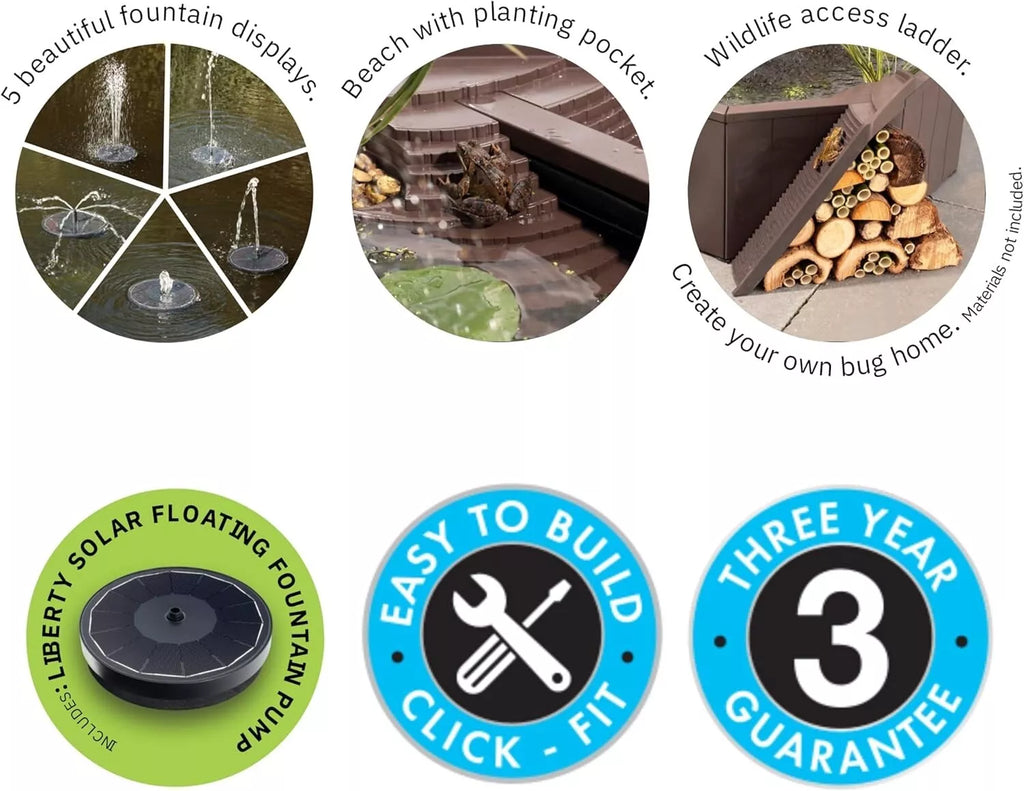 Gaia Nature Pool Kit, Raised Pond for Garden or Patio