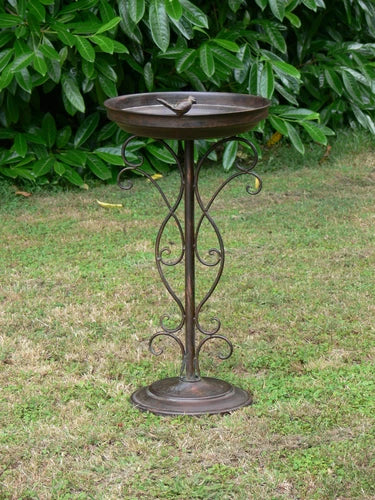 Aurora Bird Feeder/Bath - French Antique Style Brown